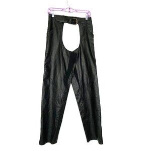 HARLEY DAVIDSON Men Leather Chaps Size M Black Buckle Closure Motorcycle 33-5